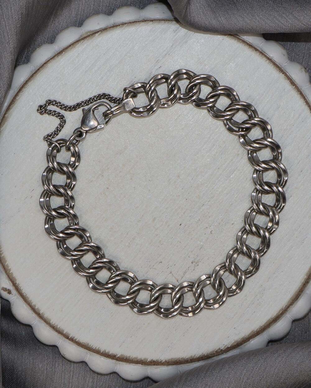 James Avery Sterling Heavy Double Curb Charm Bracelet 18.8G / (7 3/8in) N1539
